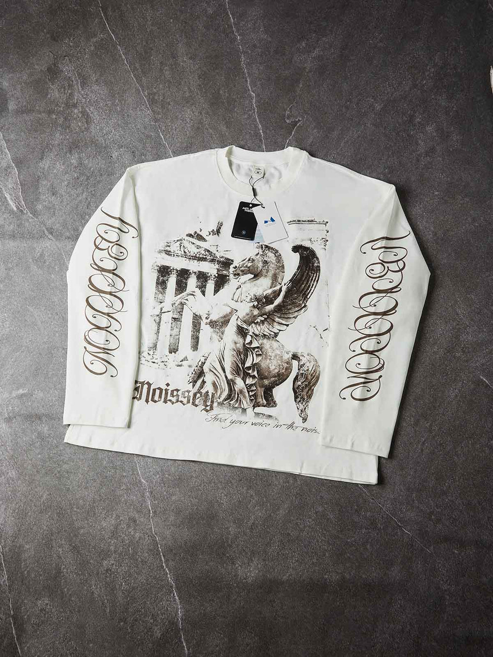 Pegasus Temple Beyaz Unisex Uzun Kollu Tişört