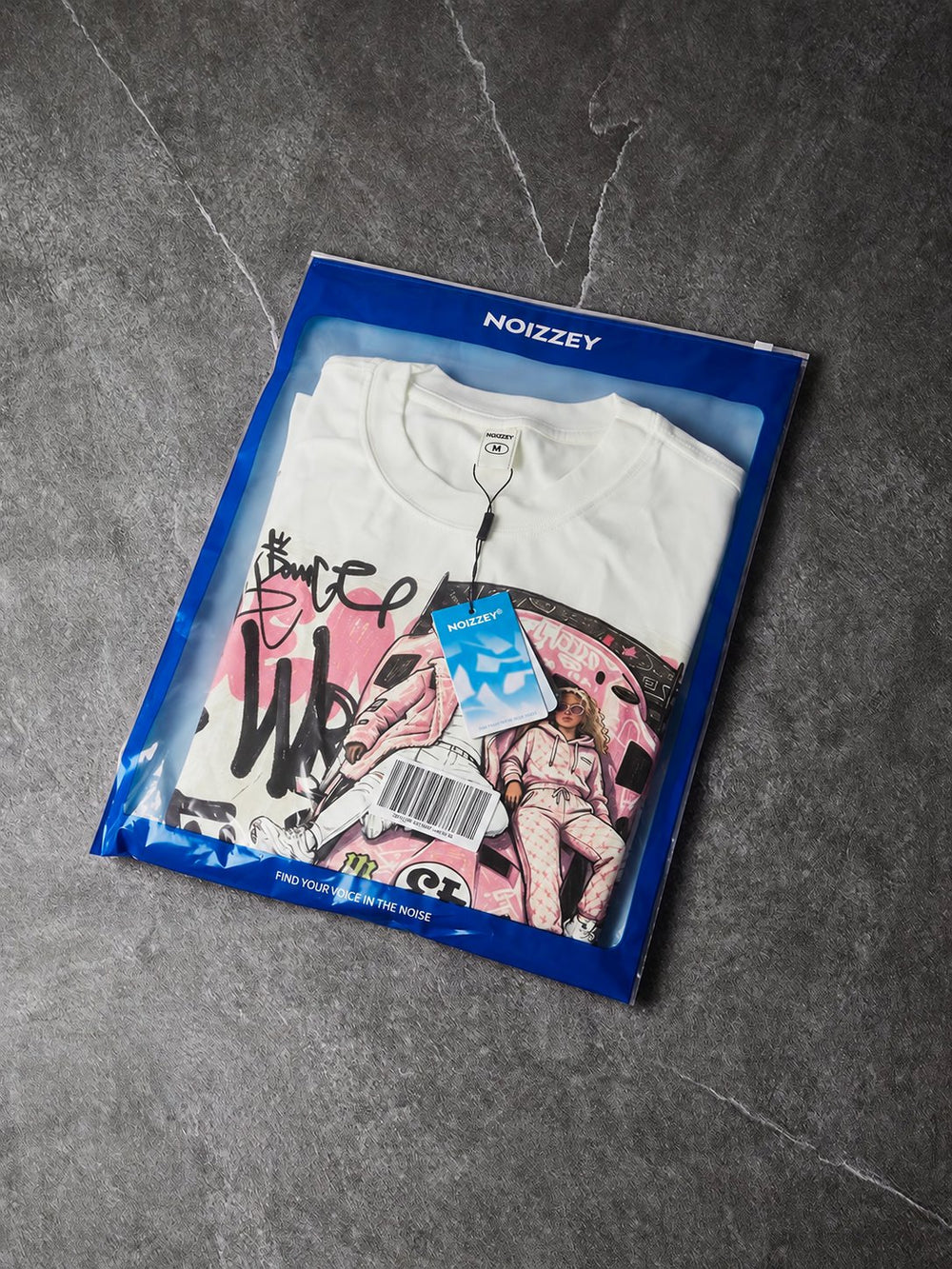 Pink Hoonigan Graffiti Beyaz Unisex Uzun Kollu Tişört