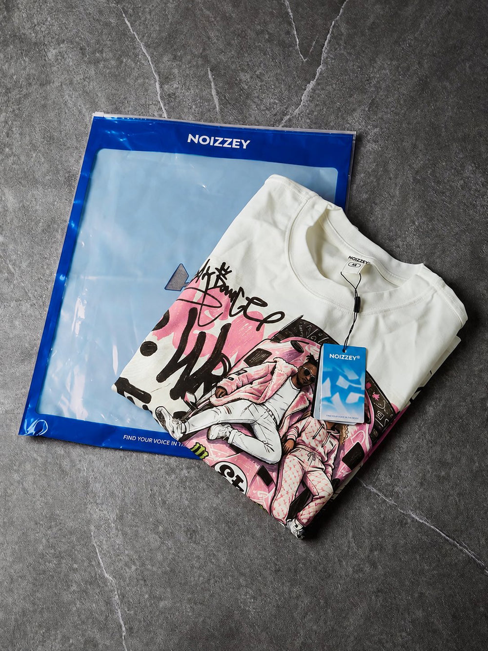 Pink Hoonigan Graffiti Beyaz Unisex Uzun Kollu Tişört
