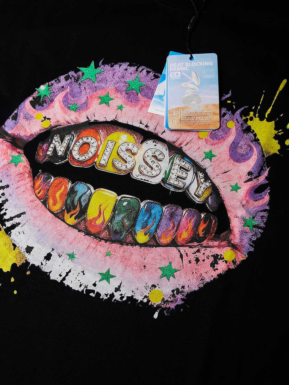 Rainbow Flame Lips Siyah Unisex Tişört