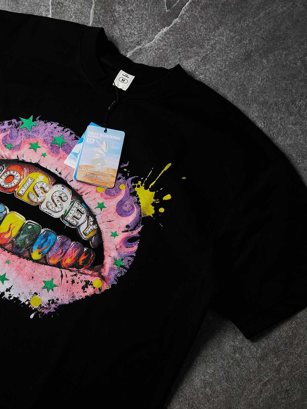 Rainbow Flame Lips Siyah Unisex Tişört