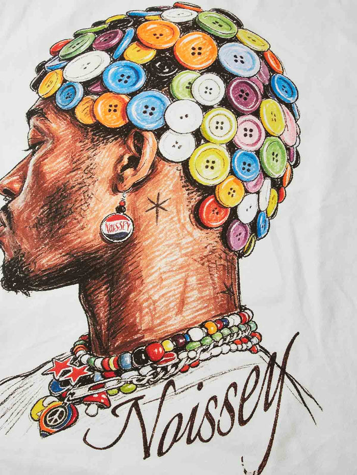 Button Necklace Beyaz Unisex Tişört