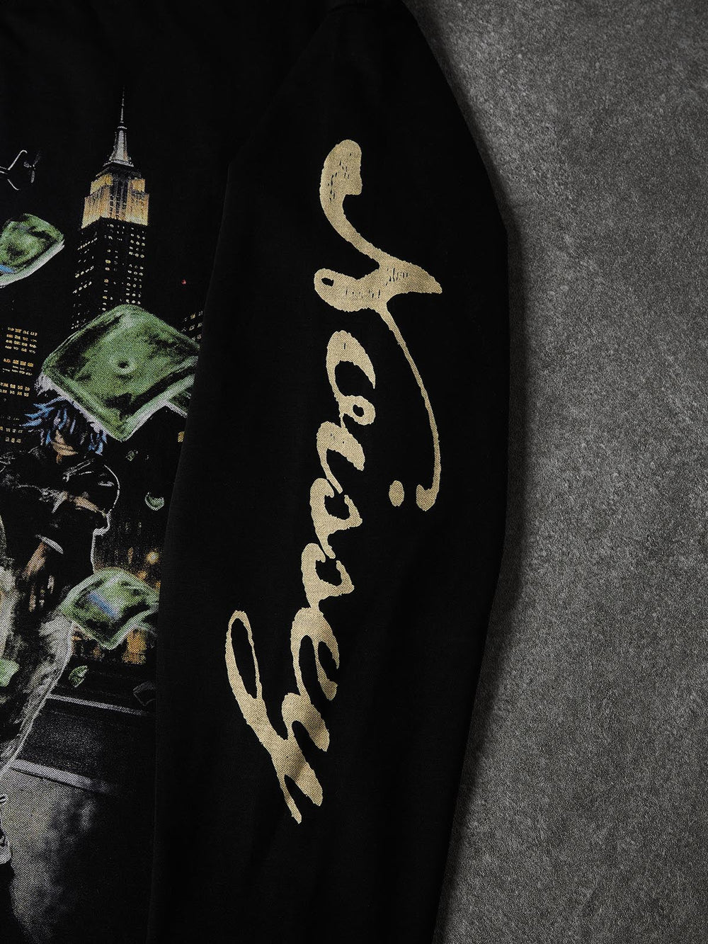 New York Gece Oniks Siyah Unisex Uzun Kollu Tişört