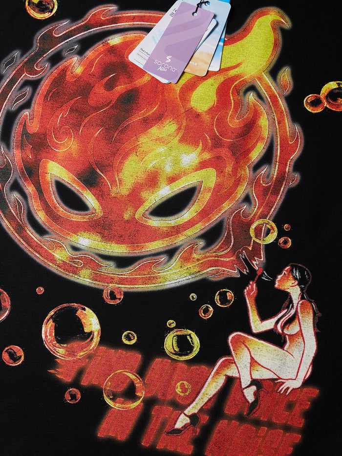 Flame & Bubble Oniks Siyah Unisex Tişört