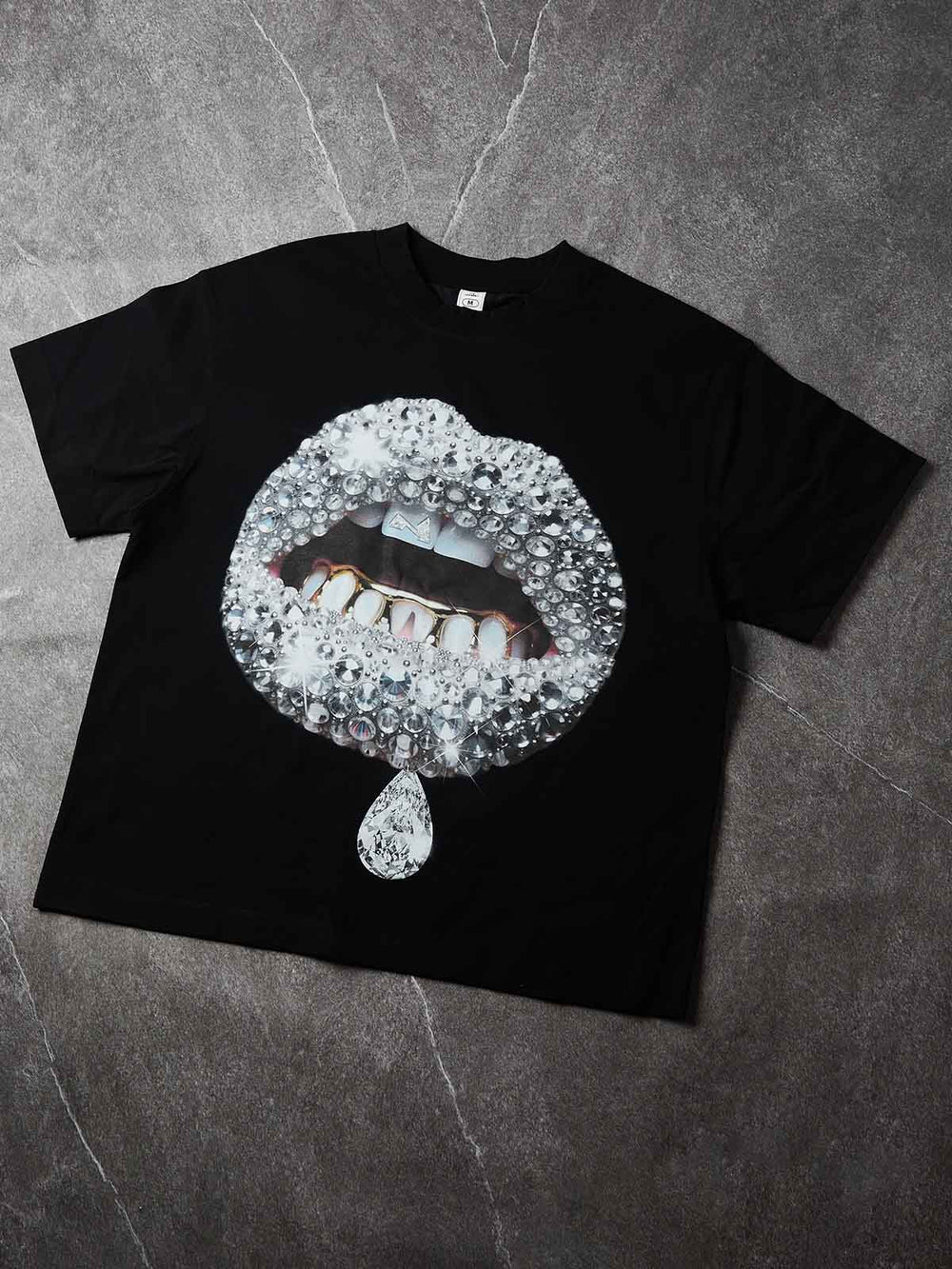 Gri Pırlanta Dudak Unisex Tişört