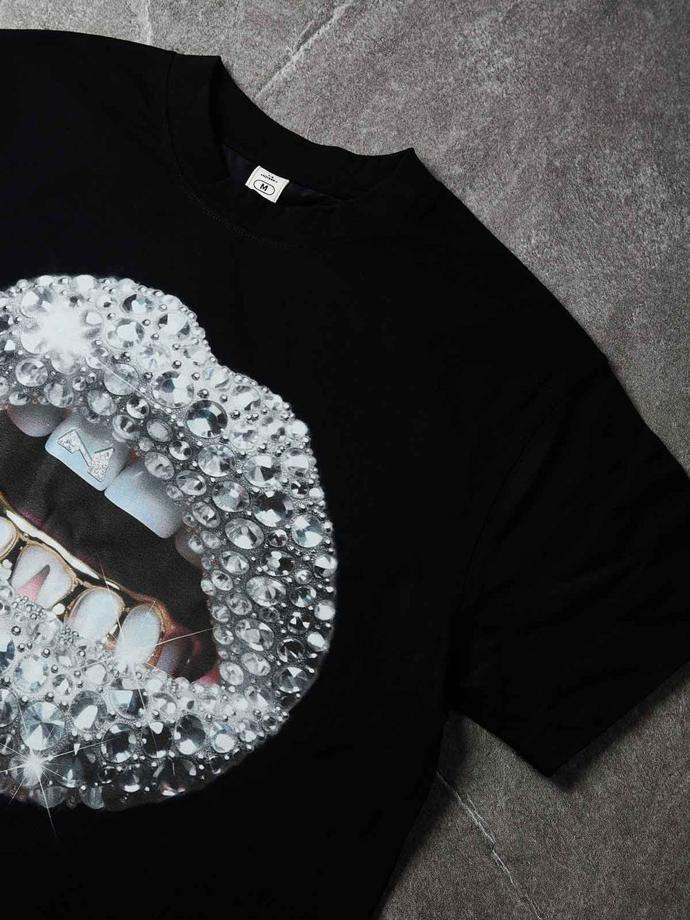 Gri Pırlanta Dudak Unisex Tişört