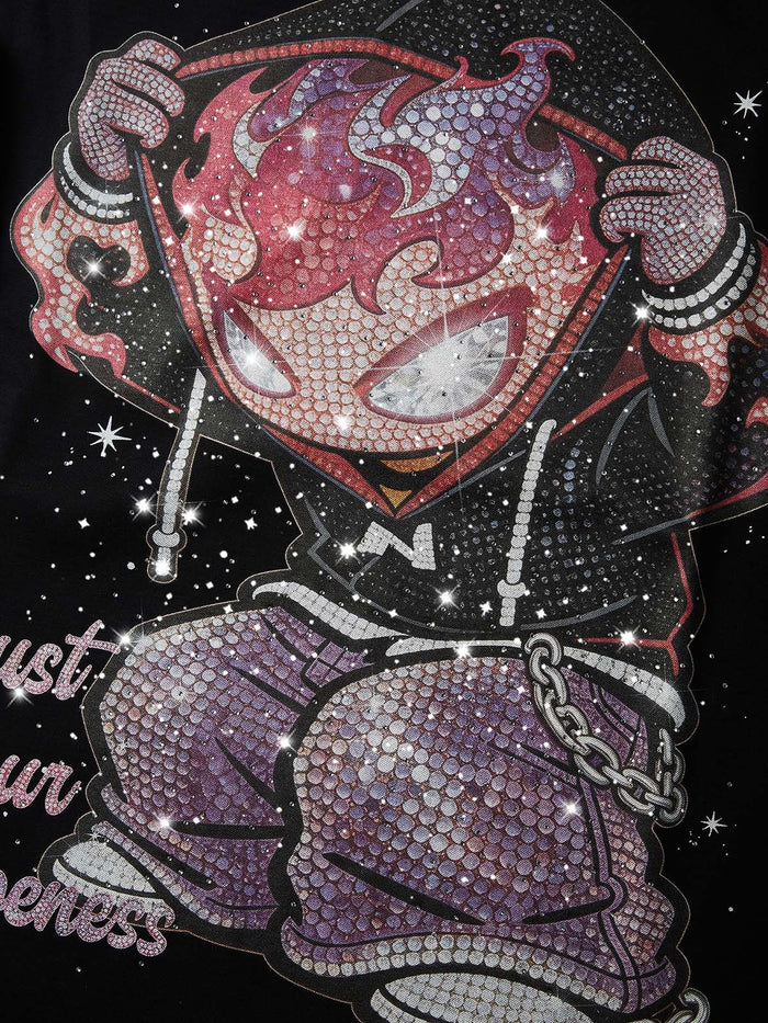 Flame Kid Siyah Unisex Uzun Kollu Tişört