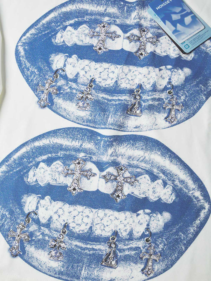 Vintage Blue Lips Unisex Uzun Kollu Tişört