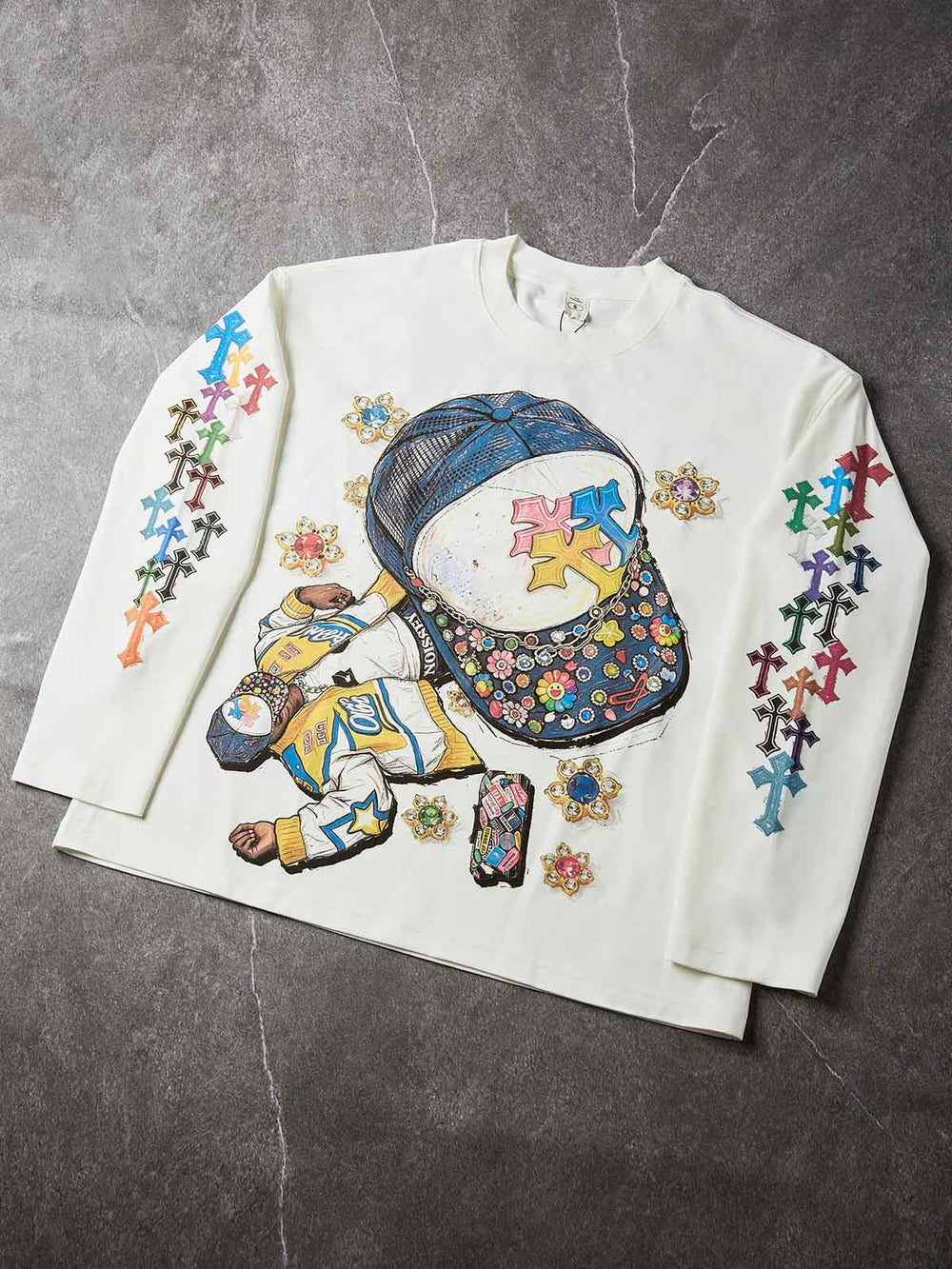 Mücevherli Hip Hop Şapka Unisex Uzun Kollu Tişört
