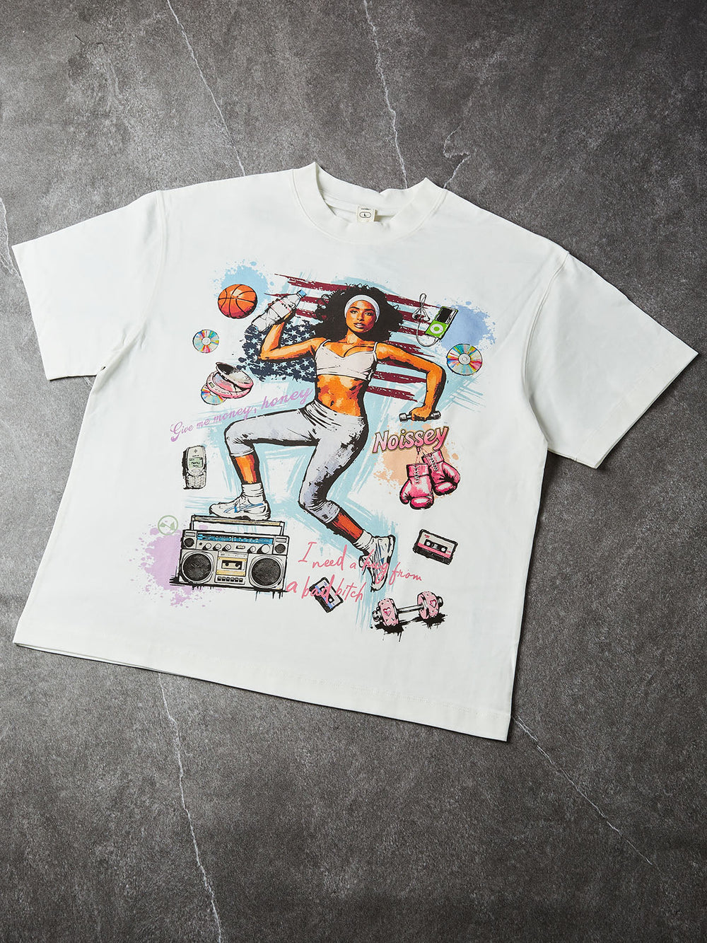 Retro Fitness Kız Beyaz Unisex Tişört