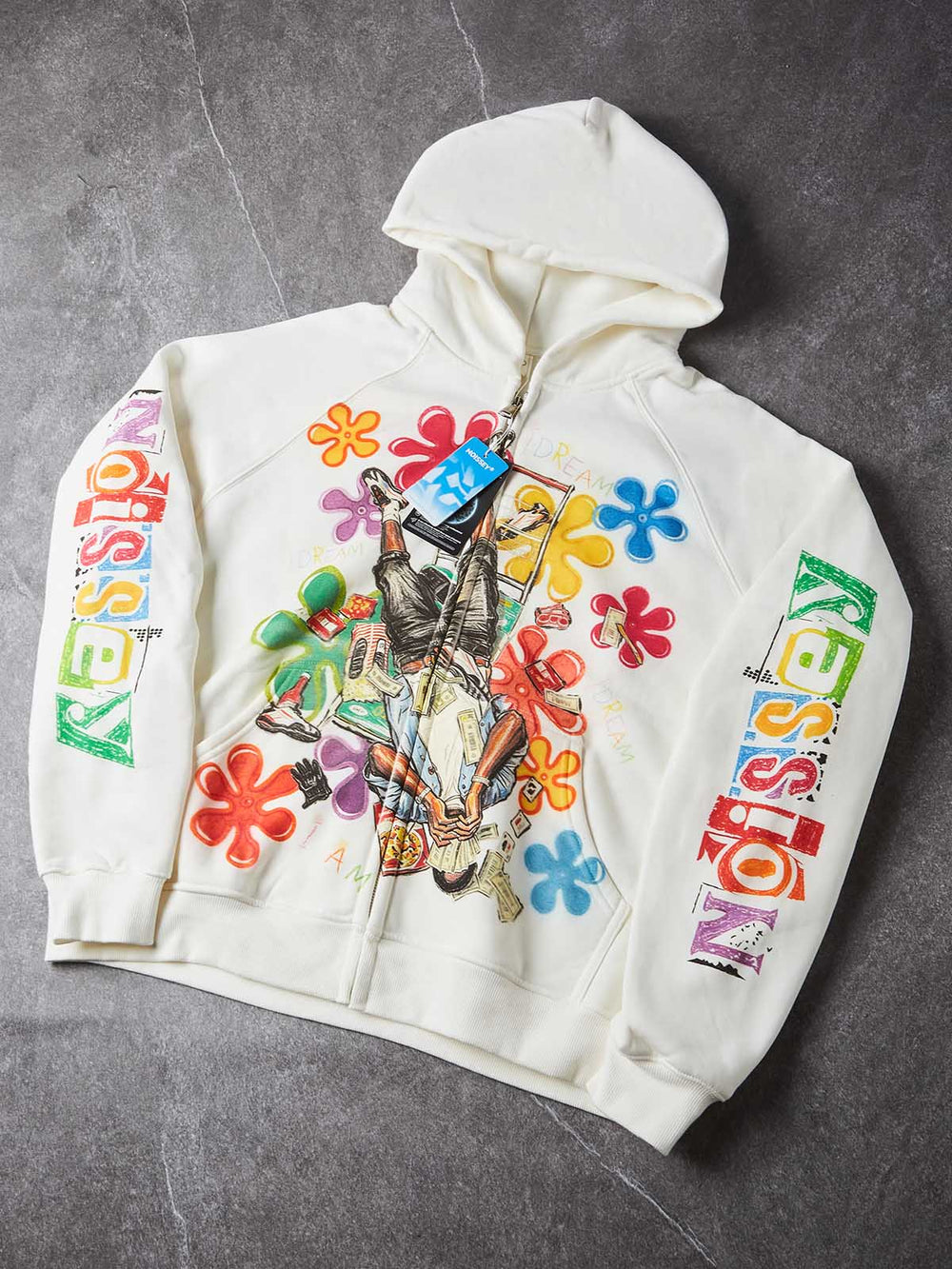 Çiçekli Hayalperest Unisex Fermuarlı Sweatshirt