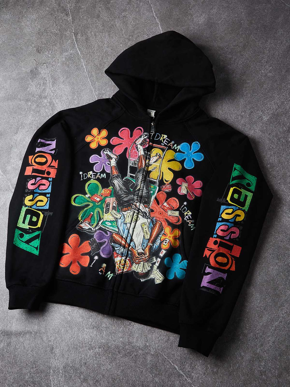 Çiçekli Hayalperest Unisex Fermuarlı Sweatshirt