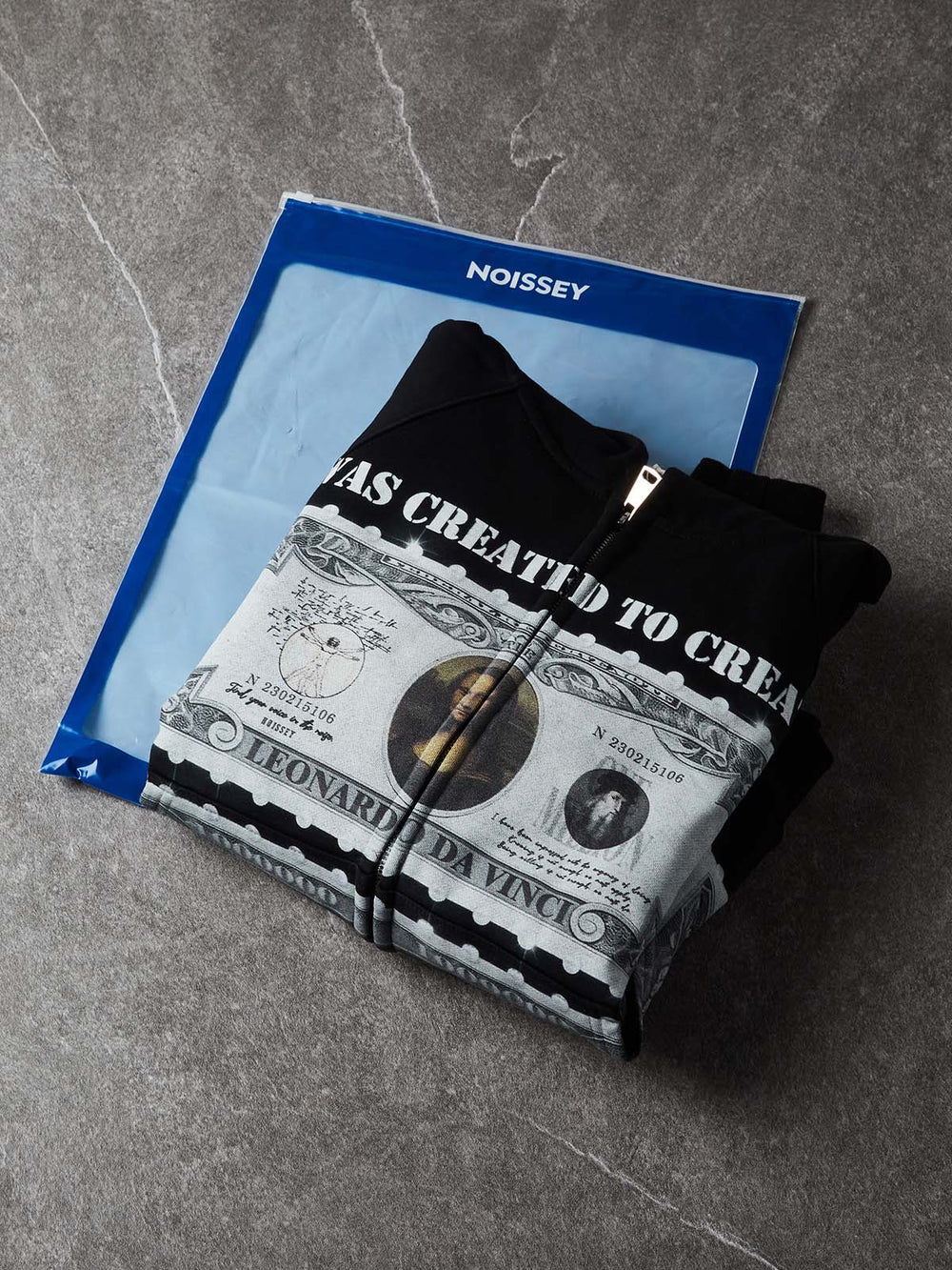 Da Vinci Dolar Siyah Unisex Fermuarlı Sweatshirt