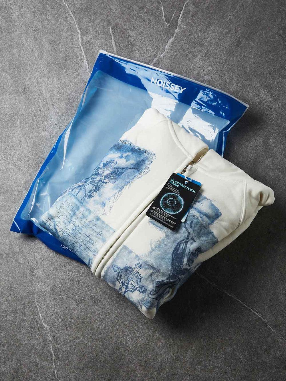 Siyanotip Melek Haç Beyaz Unisex Fermuarlı Sweatshirt
