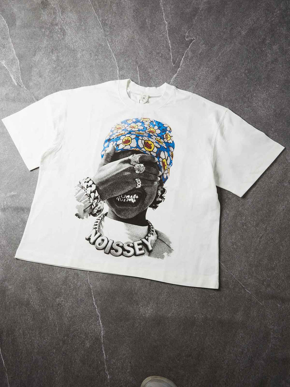 Mavi Bandanalı Çocuk Beyaz Unisex Tişört