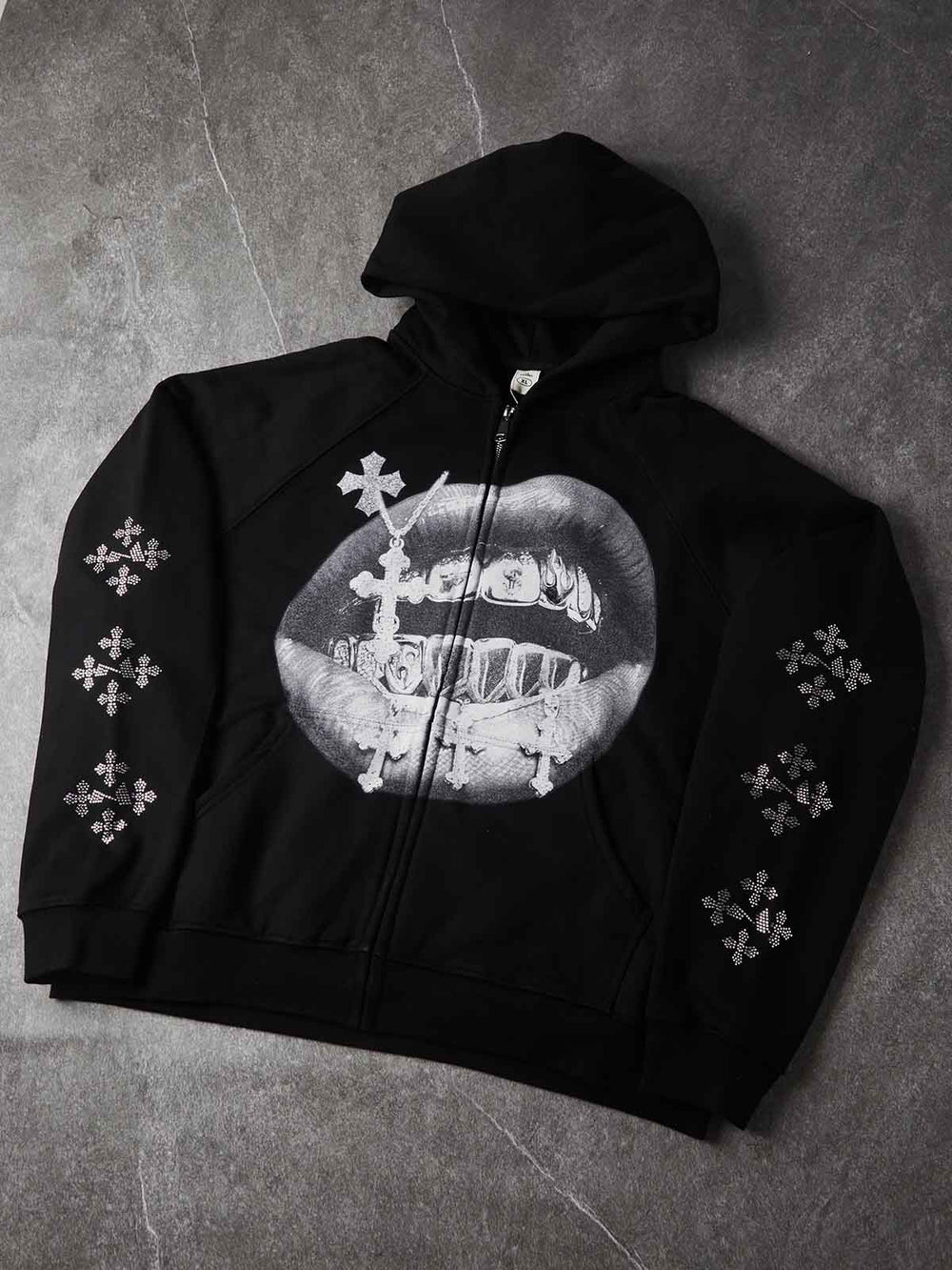 Gotik Haç Siyah Unisex Fermuarlı Sweatshirt
