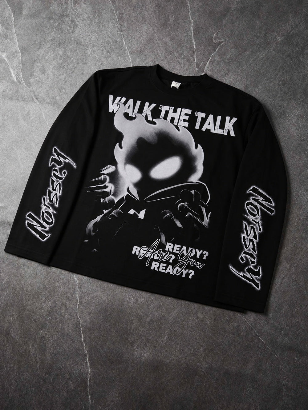 WALK THE TALK Siyah Unisex Uzun Kollu Tişört