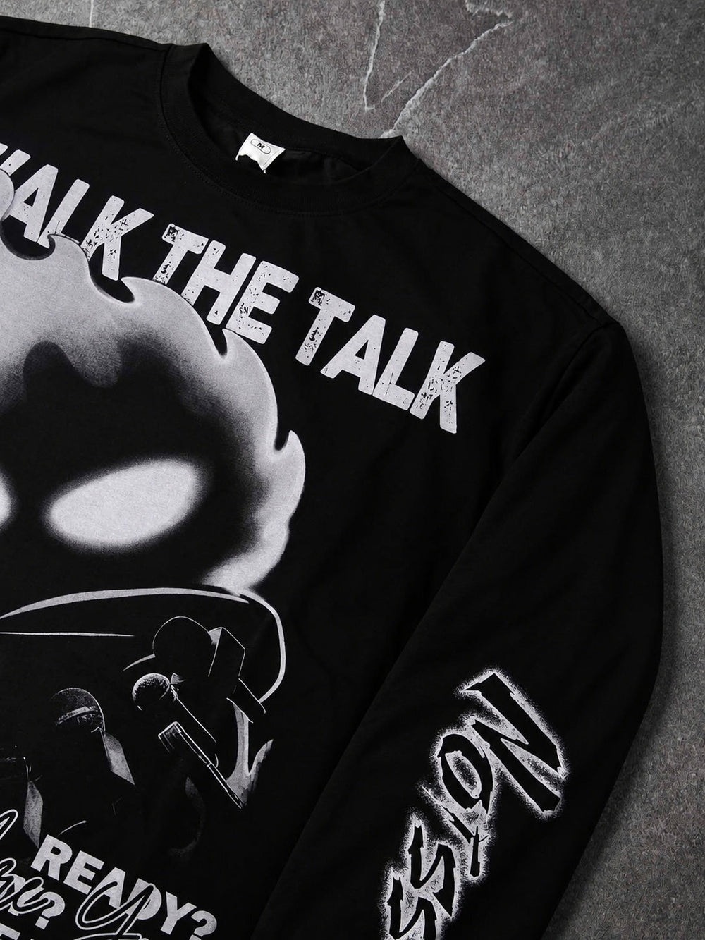 WALK THE TALK Siyah Unisex Uzun Kollu Tişört