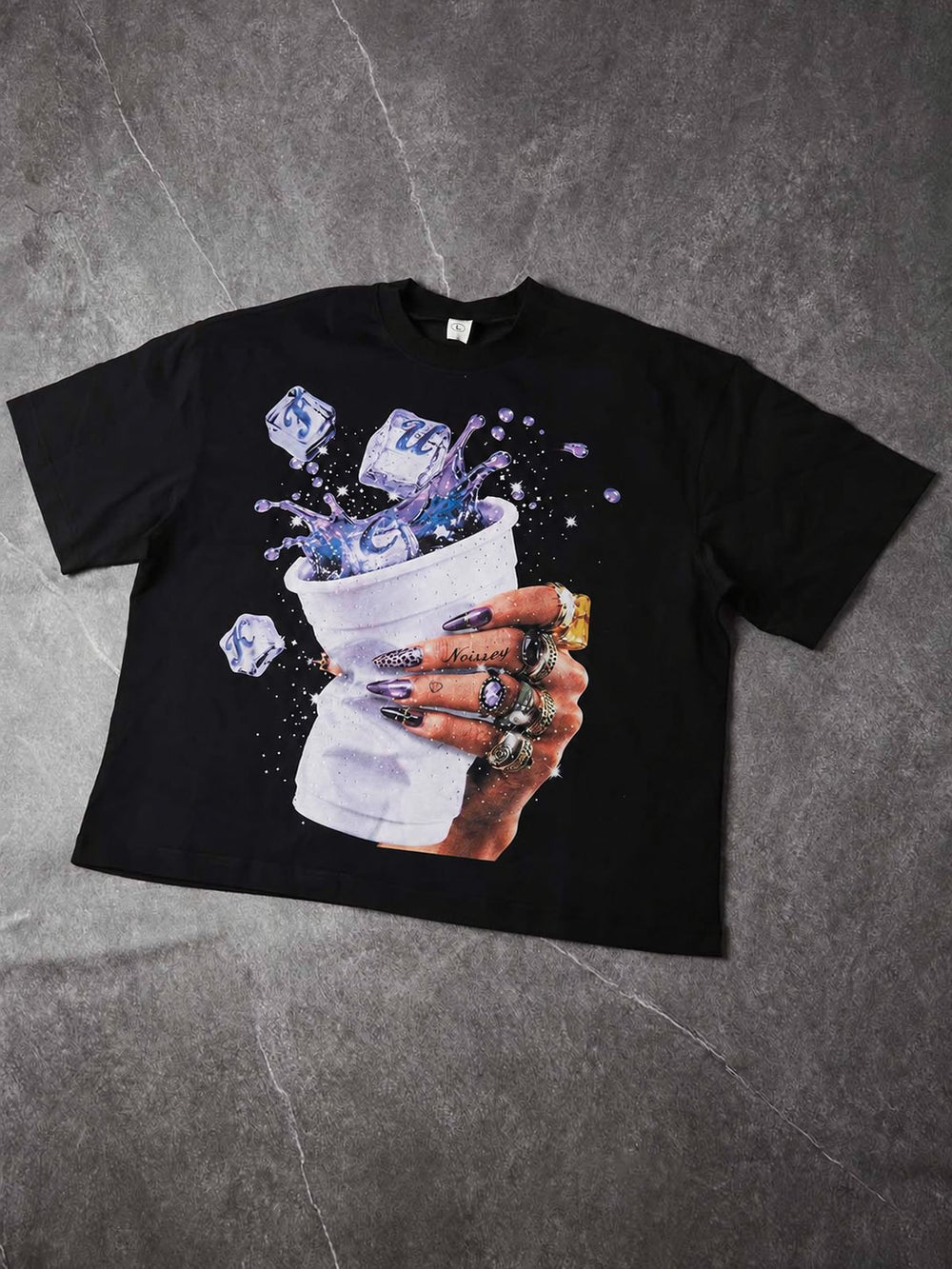 Mor Leopar Siyah Unisex Tişört