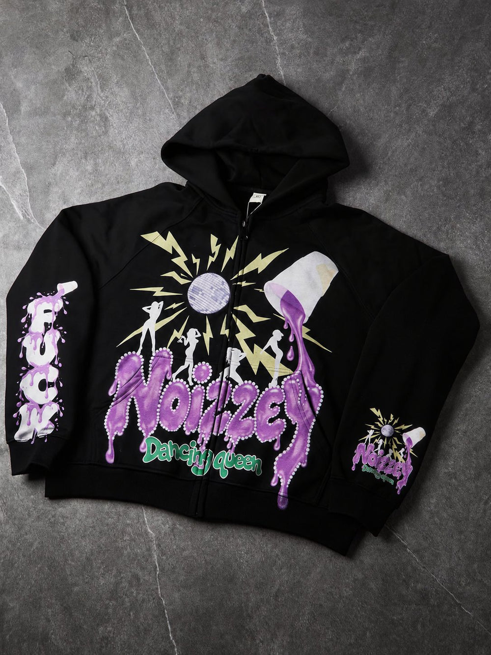 Dancing Queen Siyah Unisex Fermuarlı Sweatshirt