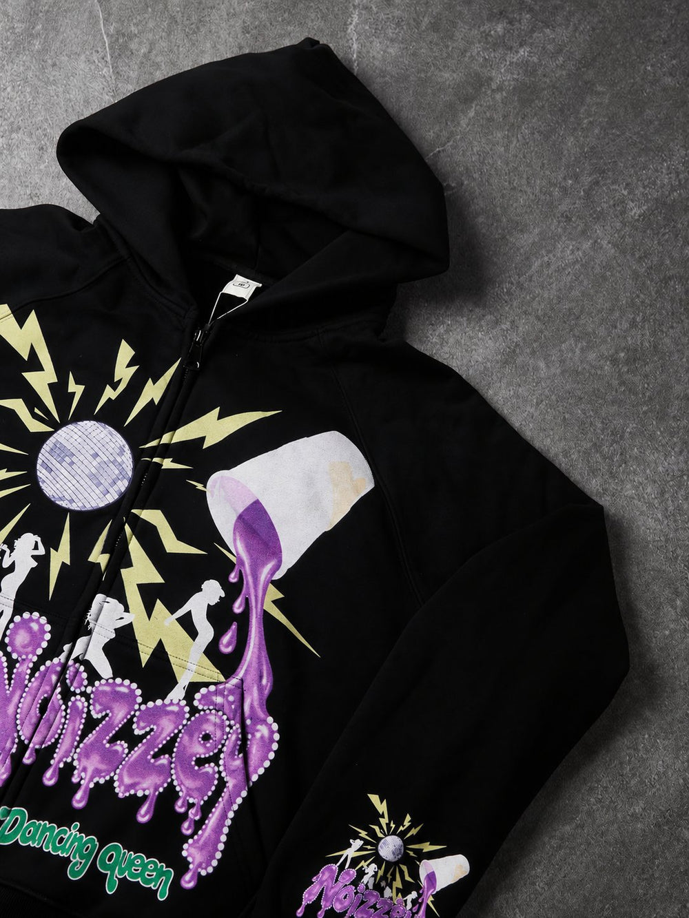 Dancing Queen Siyah Unisex Fermuarlı Sweatshirt