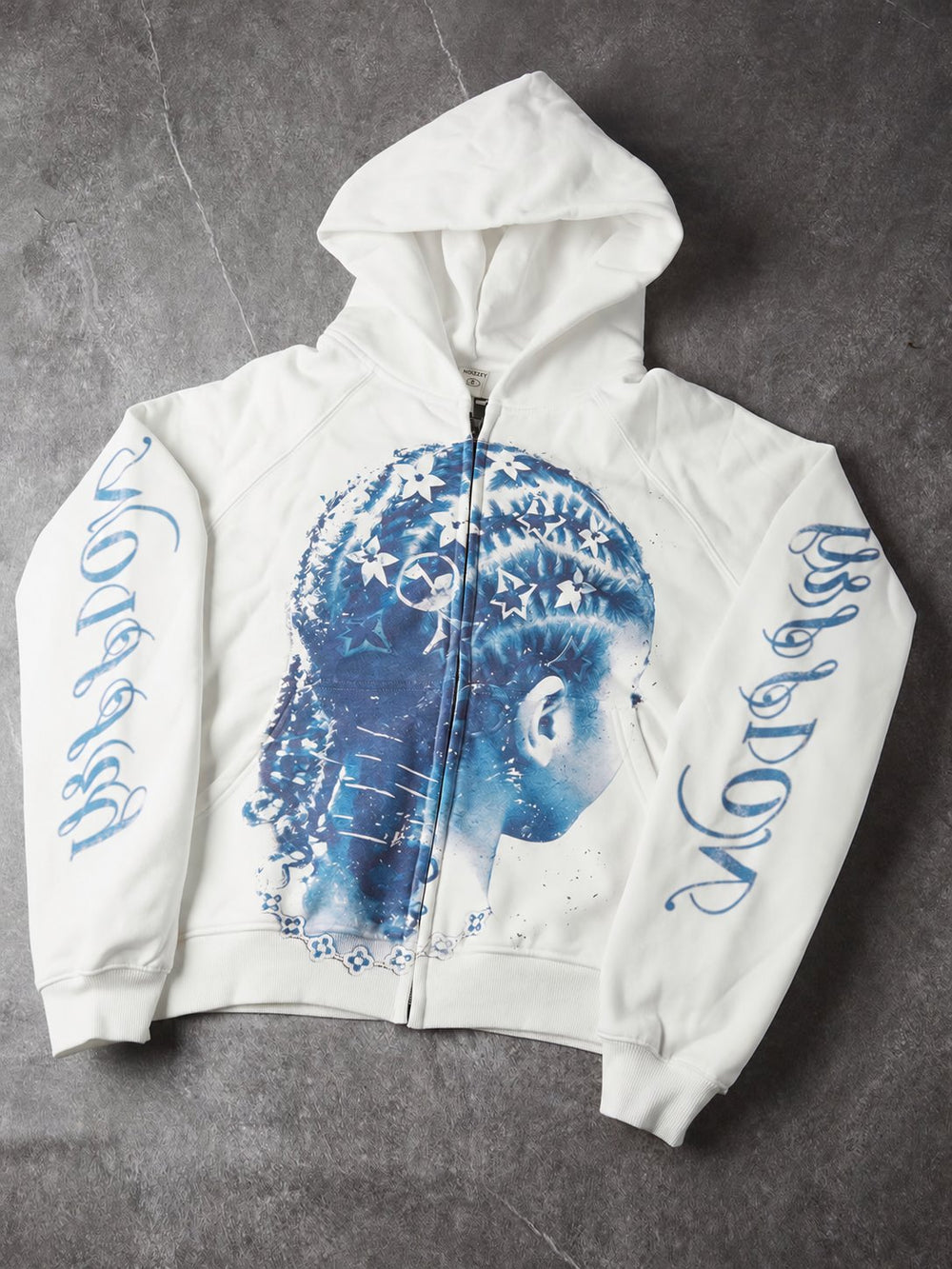 Blue Braid Beyaz Unisex Fermuarlı Sweatshirt