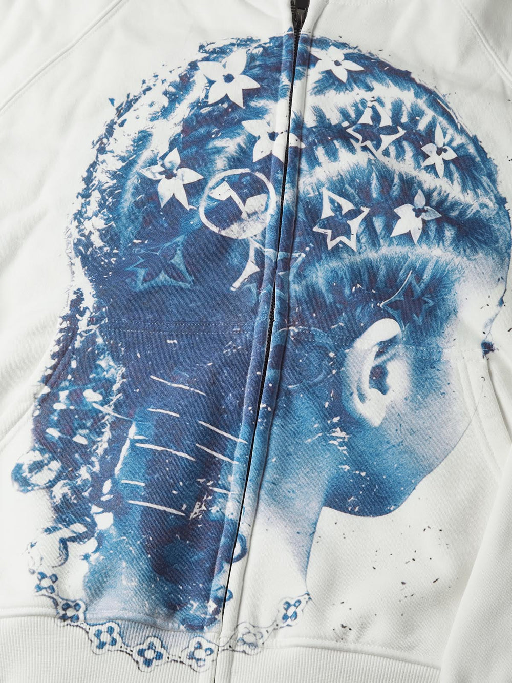Blue Braid Beyaz Unisex Fermuarlı Sweatshirt