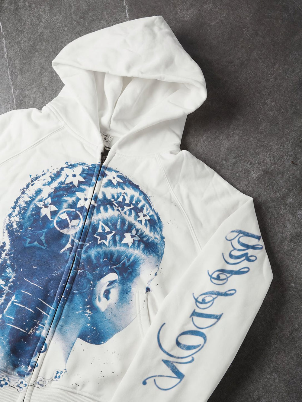Blue Braid Beyaz Unisex Fermuarlı Sweatshirt