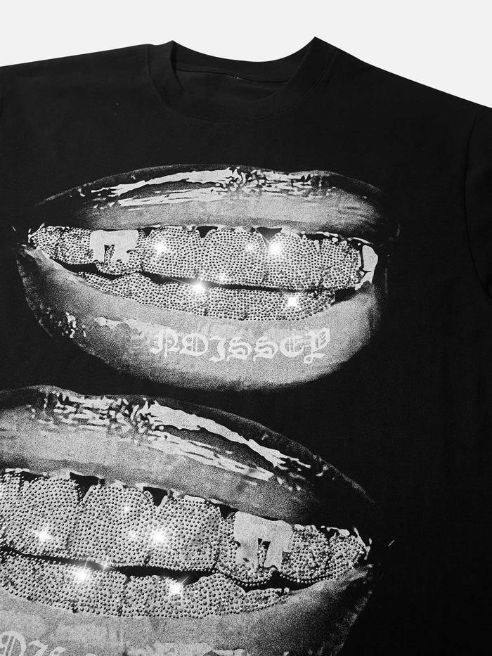 Iced Out 3D Grillz Siyah Unisex Tişört