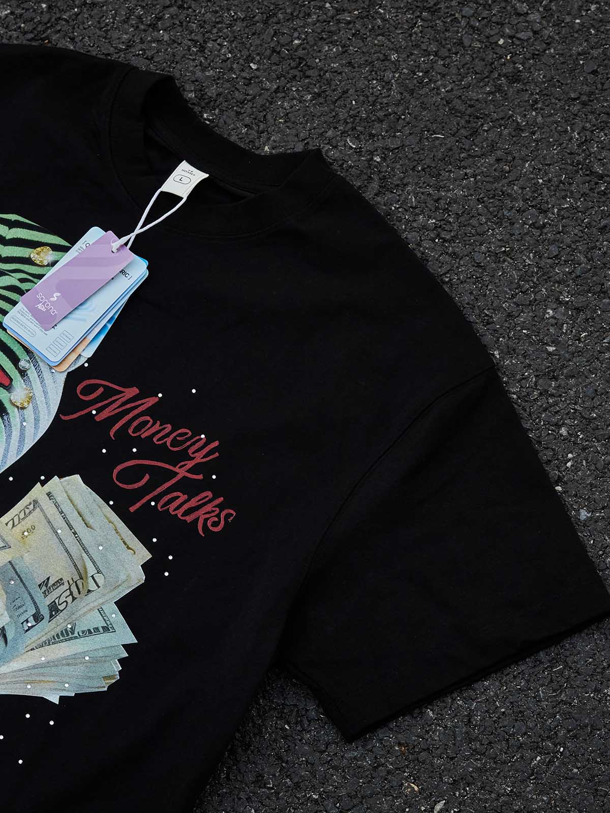 Money Talks Siyah Unisex Tişört