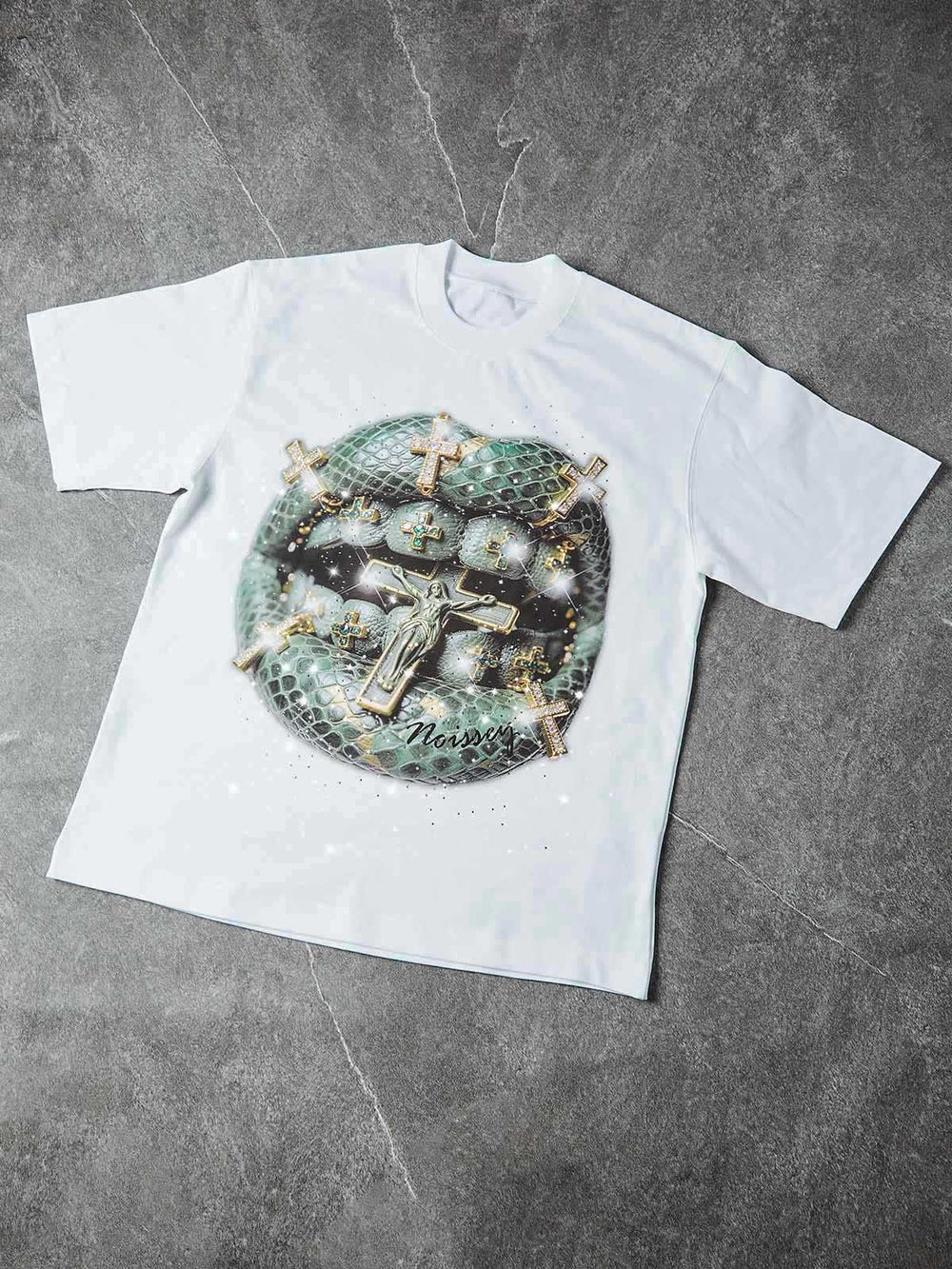 Bronz Snakeskin Haç Unisex Tişört