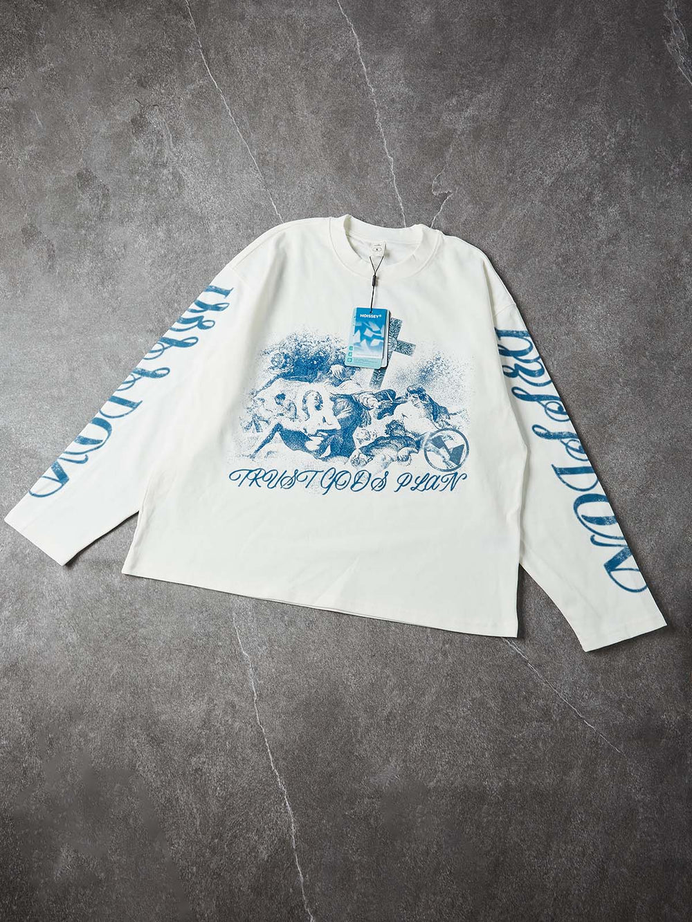 Trust God's Plan Mavi Unisex Uzun Kollu Tişört