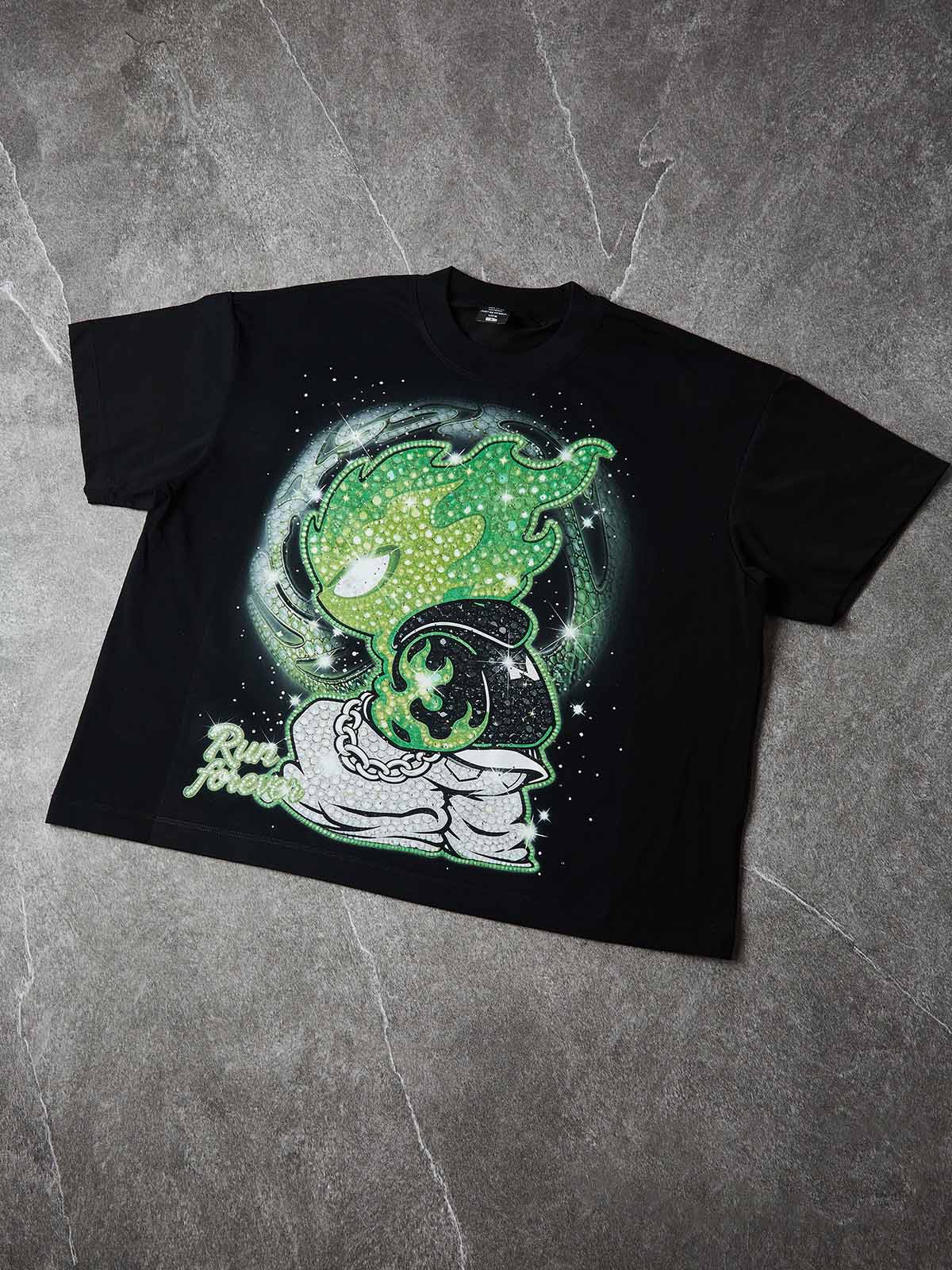 Run Forever Kristal Siyah Unisex Tişört