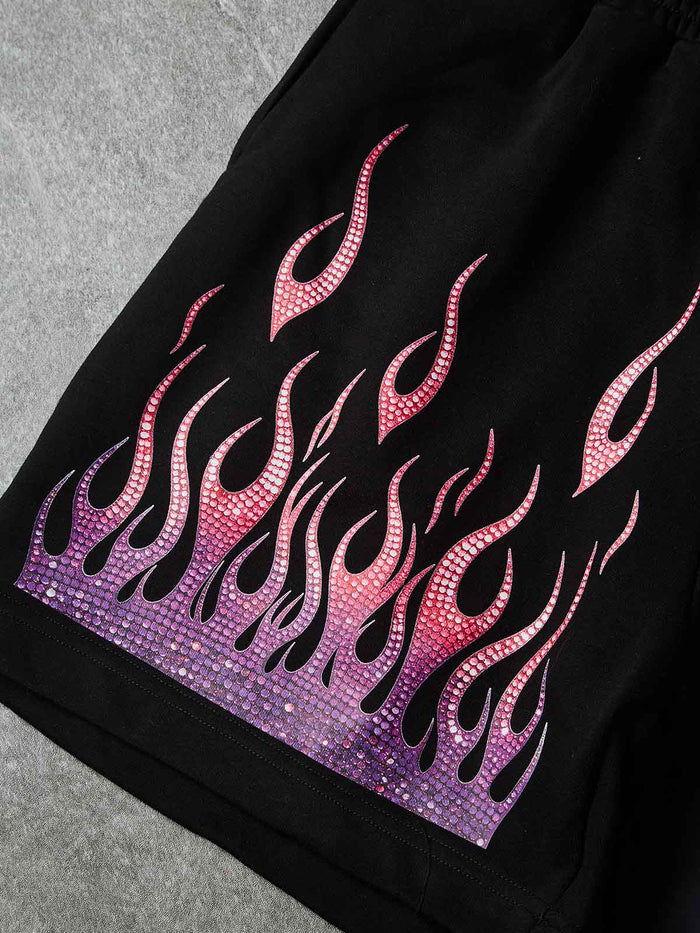 Neon Embers Siyah Unisex Şort