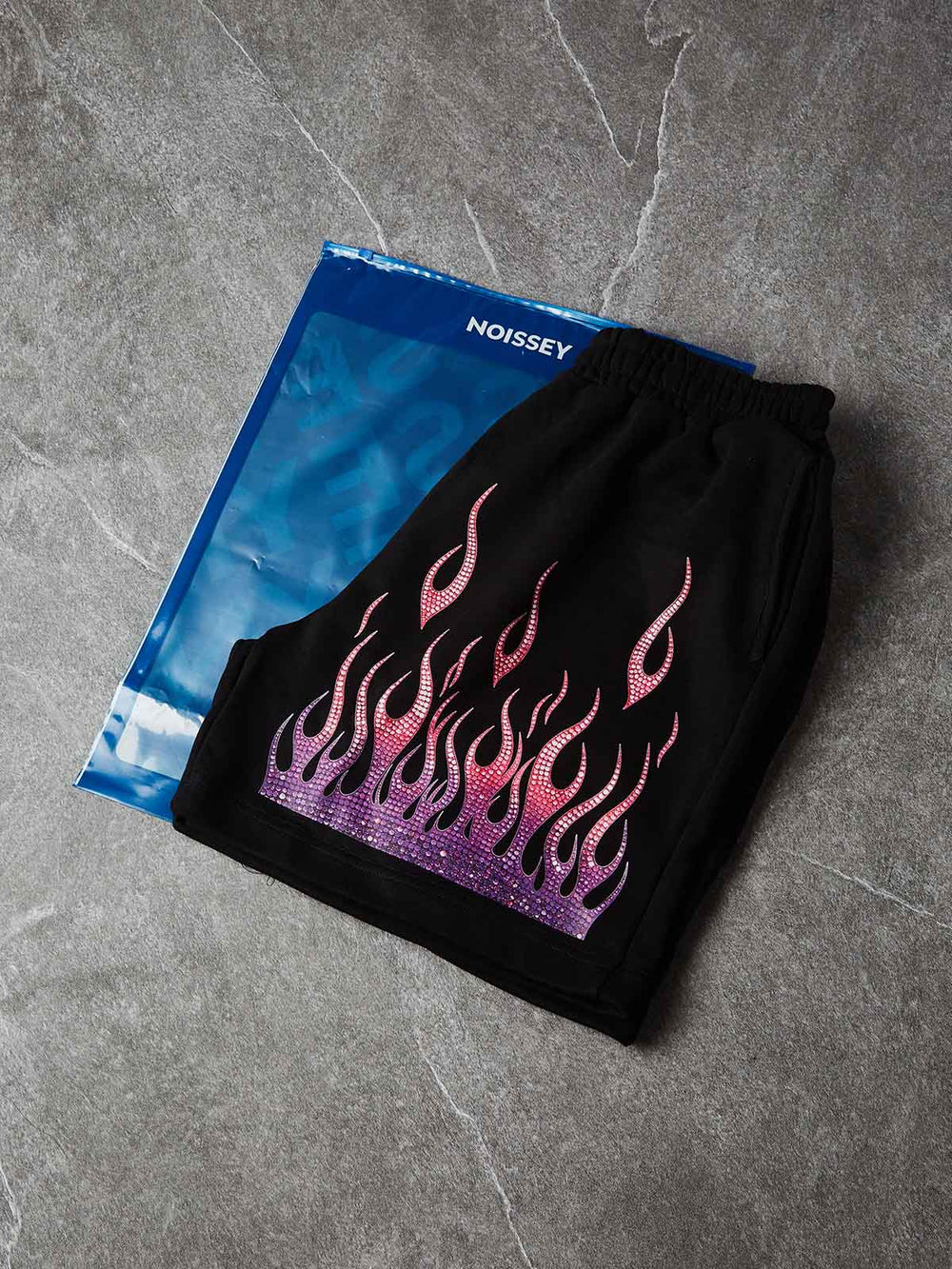 Neon Embers Siyah Unisex Şort