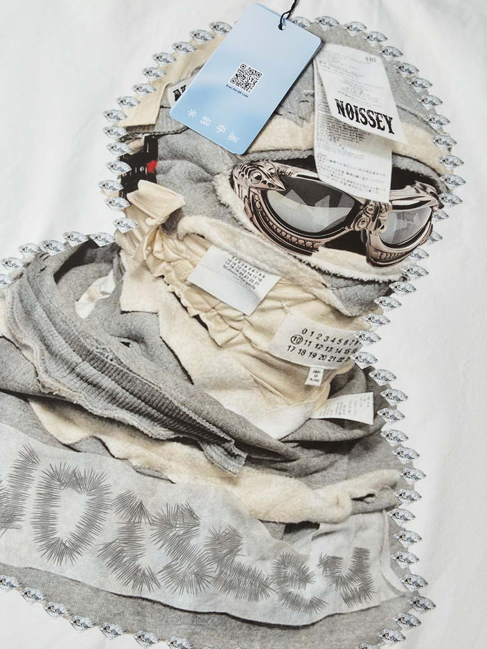 Deconstructed Mask Beyaz Unisex Tişört