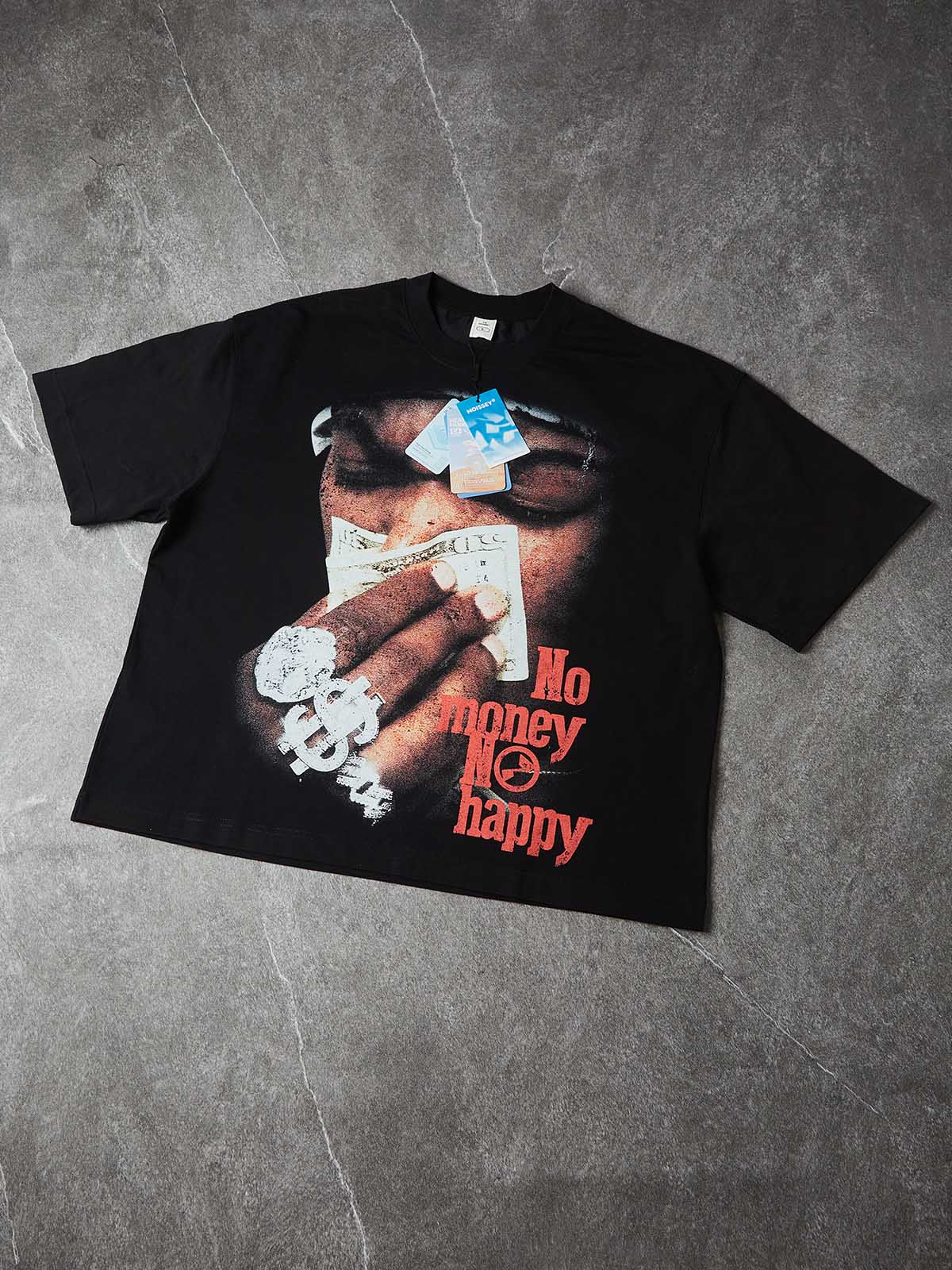 No Money No Happy Oniks Siyah Unisex Tişört
