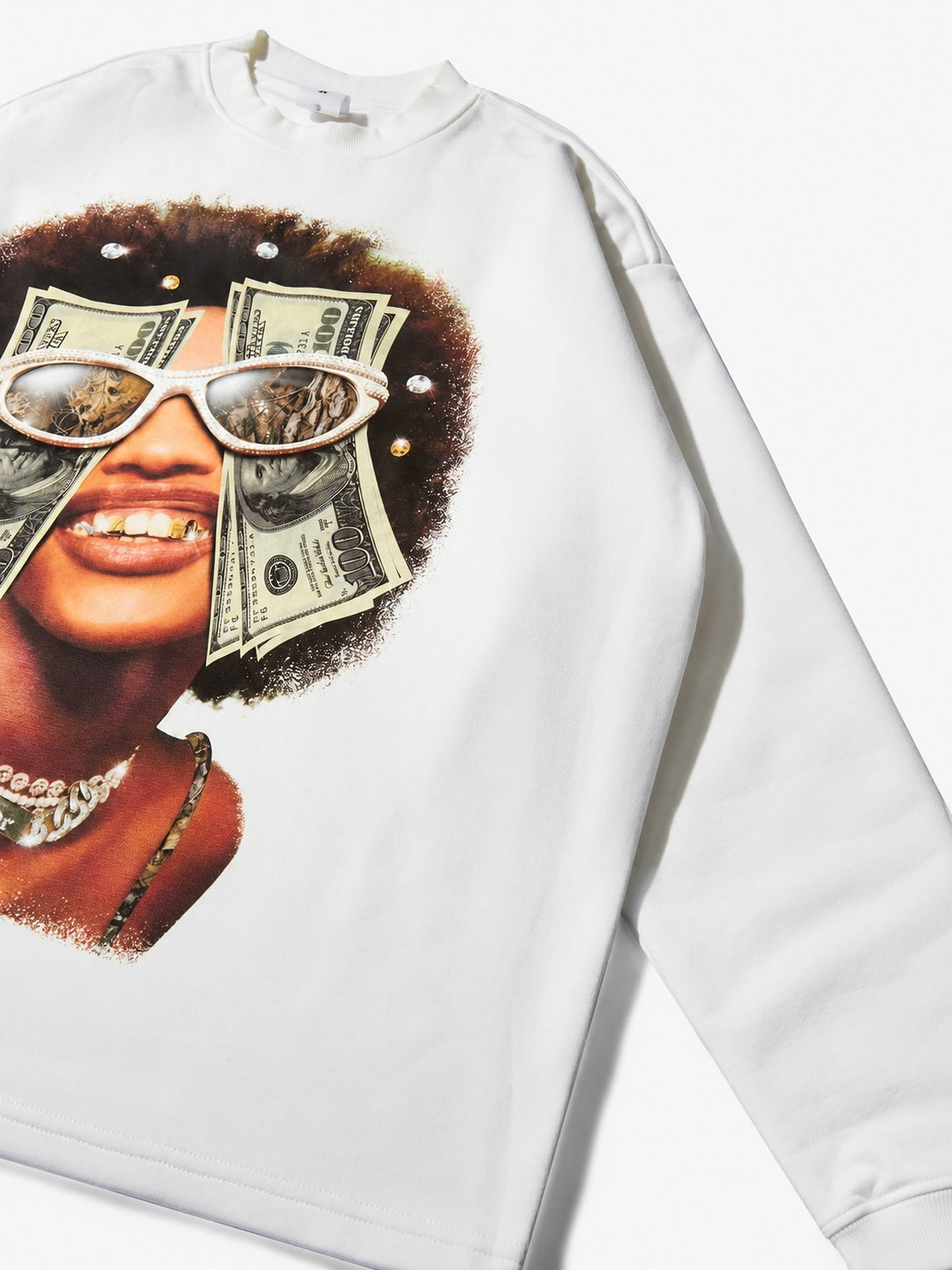 All We Need Is Money Unisex Uzun Kollu Tişört - düz beyaz uzun kol