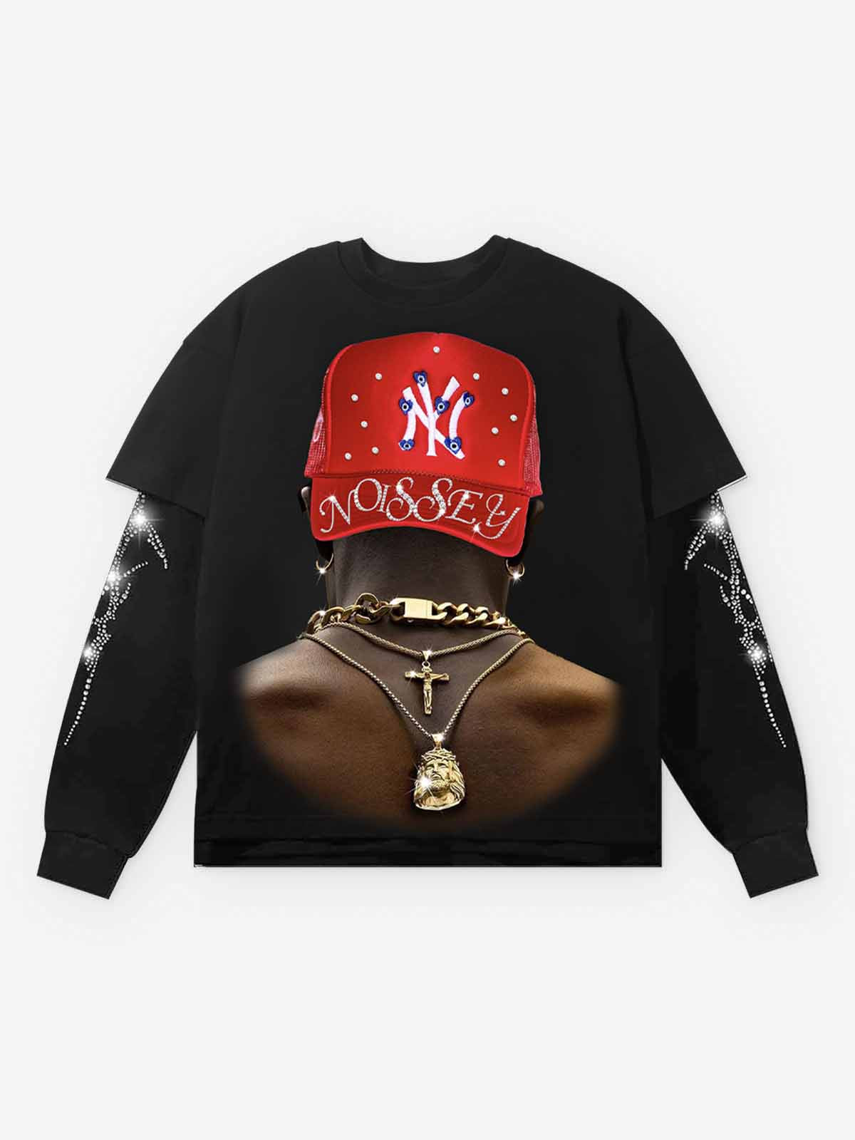 Hip Hop Sırt Unisex Uzun Kollu Tişört