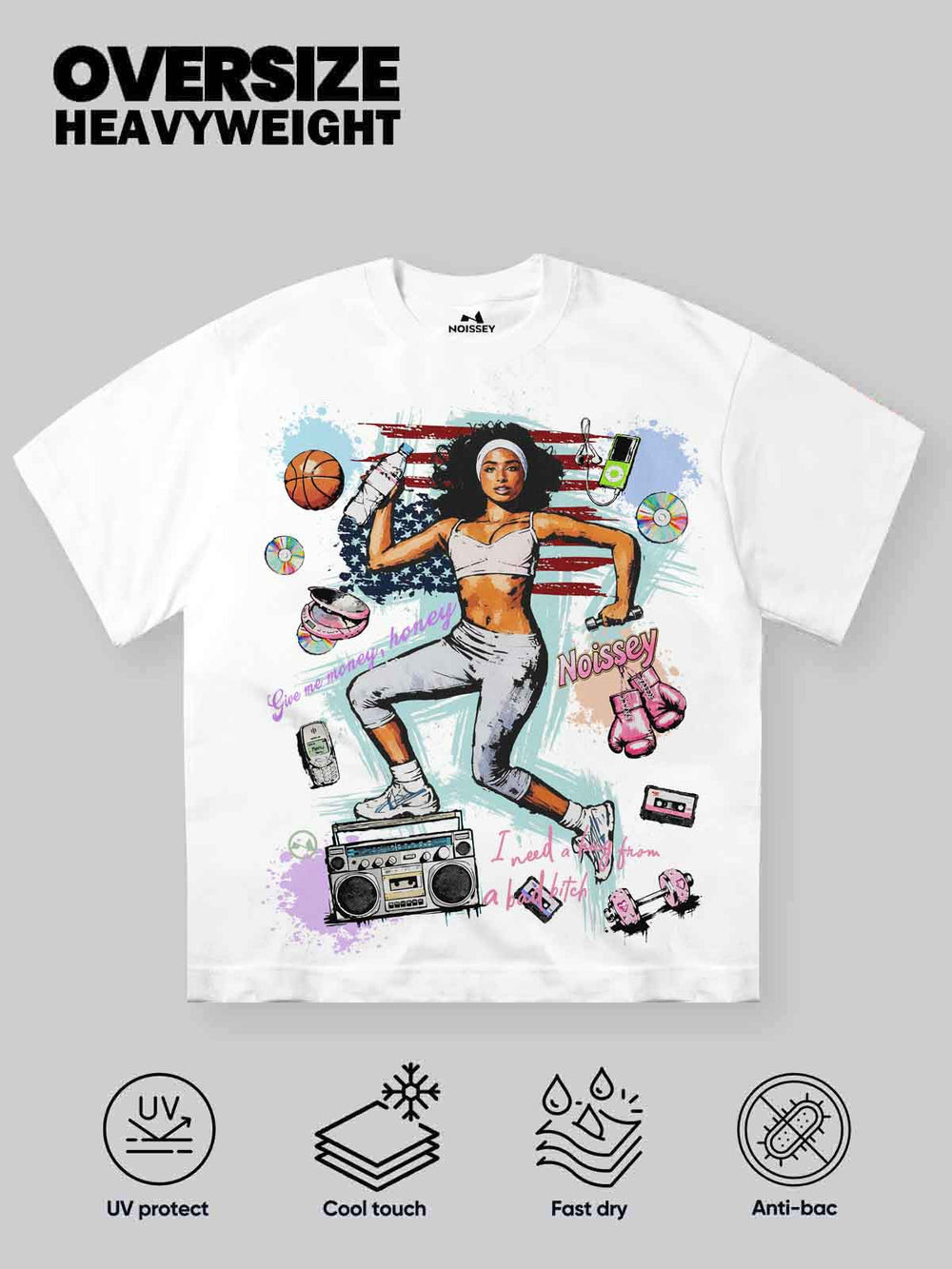 Retro Fitness Kız Beyaz Unisex Tişört
