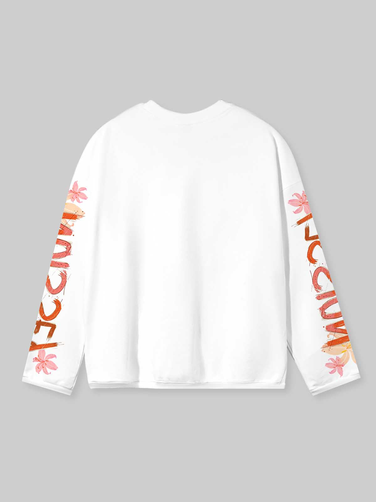 Çiçekli Örgülü Kız Beyaz Unisex Uzun Kollu Tişört