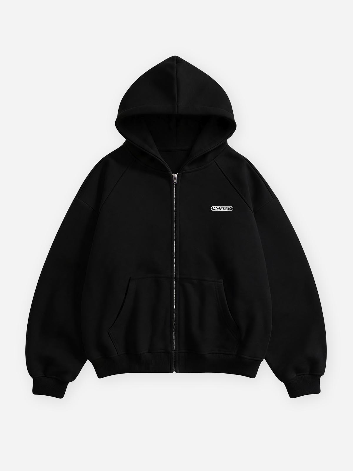 Basic Siyah Unisex Fermuarlı Sweatshirt
