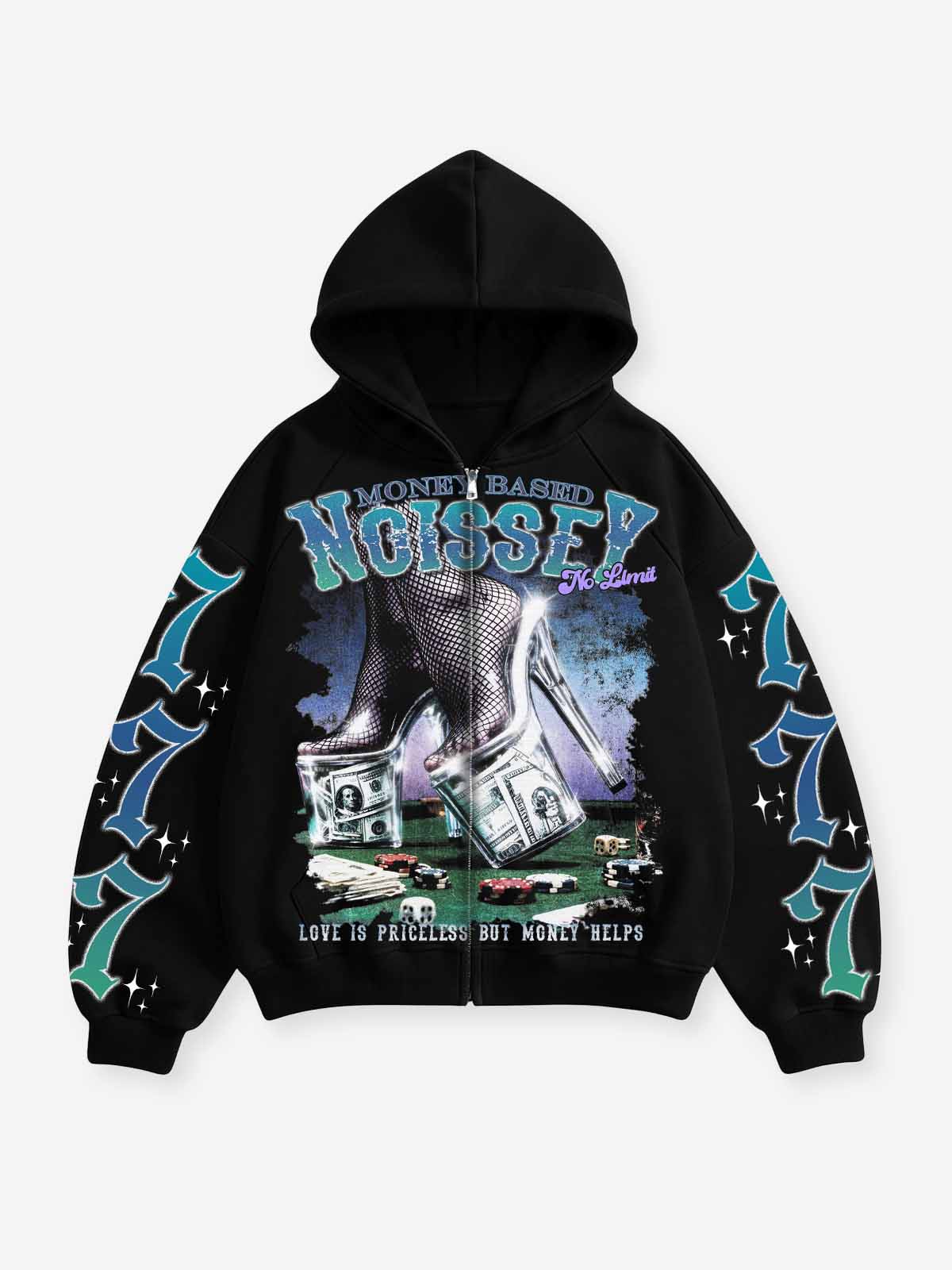 Kumarhane Siyah Unisex Fermuarlı Sweatshirt
