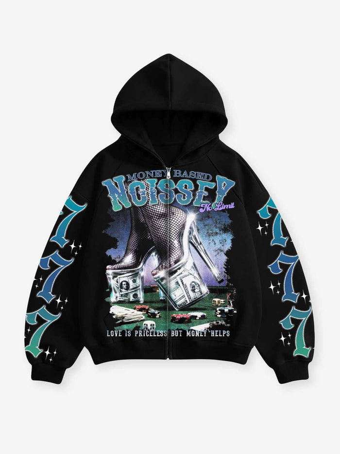 Kumarhane Siyah Unisex Fermuarlı Sweatshirt