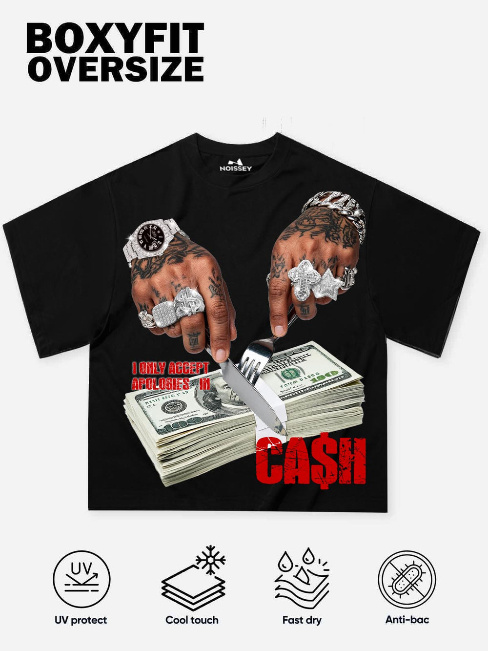 Cash Apology Siyah Unisex Tişört
