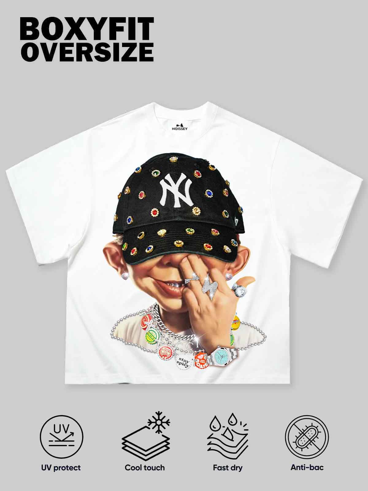 Modern Hip Hop Çocuk Kutu Kalıp Beyaz Unisex Tişört