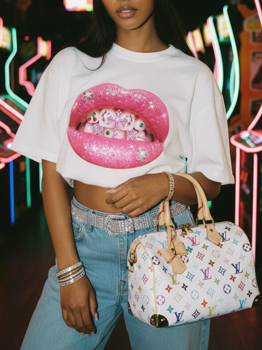 Taşlı Grillz Unisex Tişört