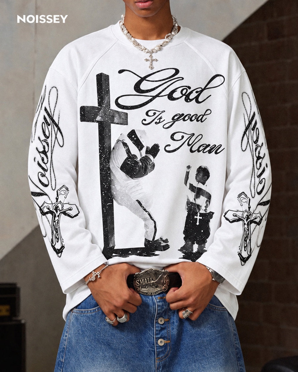 God Is Good Man Beyaz Uzun Kollu Tişört