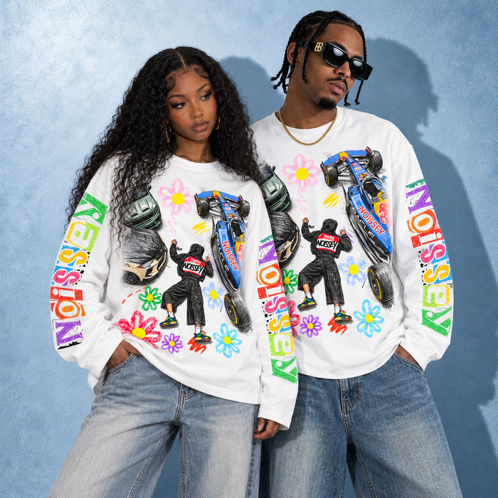 Falling Stars Motorsport Beyaz Unisex Uzun Kollu Tişört
