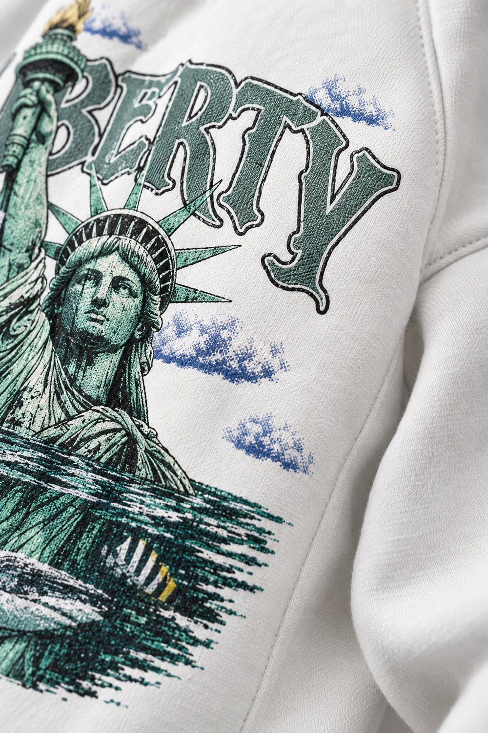 Liberty Beyaz Unisex Fermuarlı Sweatshirt